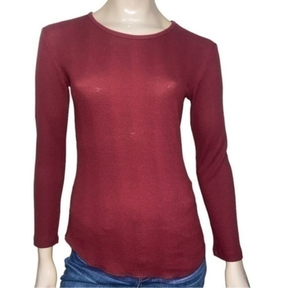 The Line Women’s Size XS Burgundy Wine Long Sleeve Thermal Pullover Top Shirt